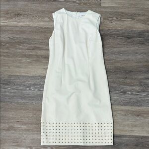 Calvin Klein Cream Dress with Gold Studs
